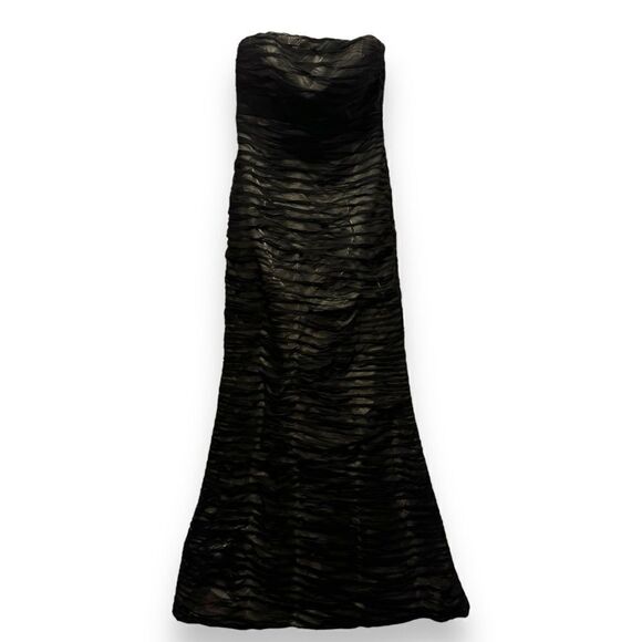Jovani Black Silk Gathered Strapless Gown Dress - Picture 1 of 8